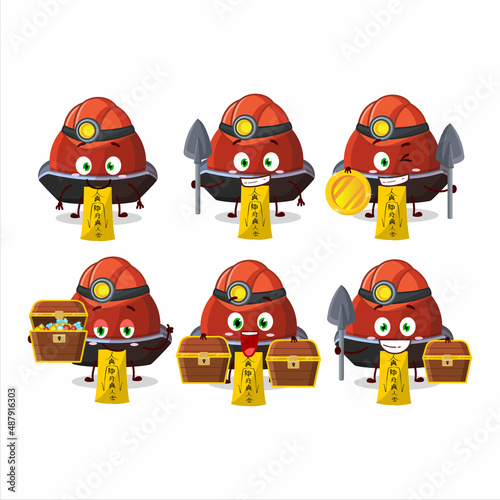 miners red vampire hat cute mascot character wearing helmet © kongvector