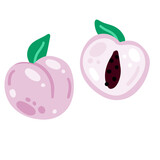 Peach or plum fruit. Fresh sweet natural pink food. Flat modern cartoon illustration
