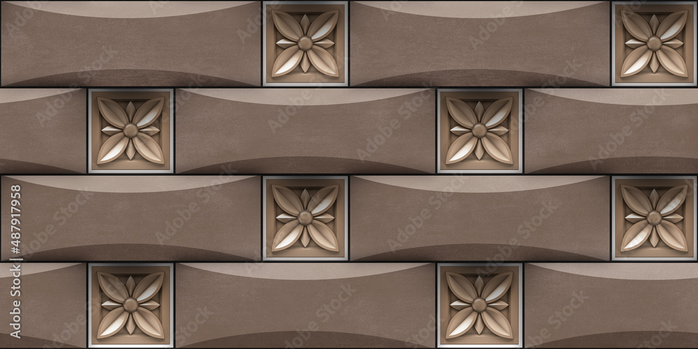 3D elevation wall tiles design, 3d wallpaper background used ceramic wall tile  design Stock Illustration | Adobe Stock