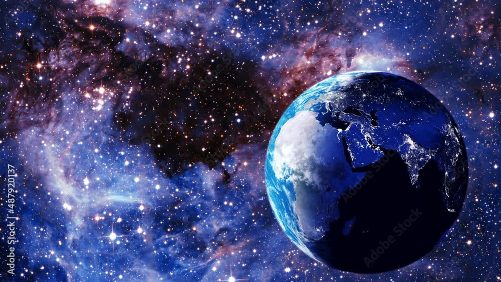 Deep Space Travel Animation background. Space flight fly by the blue earth at the milky way with glowing cloud background. 4K 3D rendering Space Ship Traveling In Galaxy.
Deep Space Travel Animation background. Space flight fly by the blue earth at the milky way with glowing cloud background. 4K 3D rendering Space Ship Traveling In Galaxy.