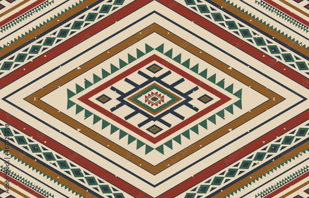 Naklejka premium Geometric ethnic oriental seamless pattern traditional. Striped tribal style. Design for background, wallpaper, vector illustration, fabric, clothing, batik, carpet, embroidery.
