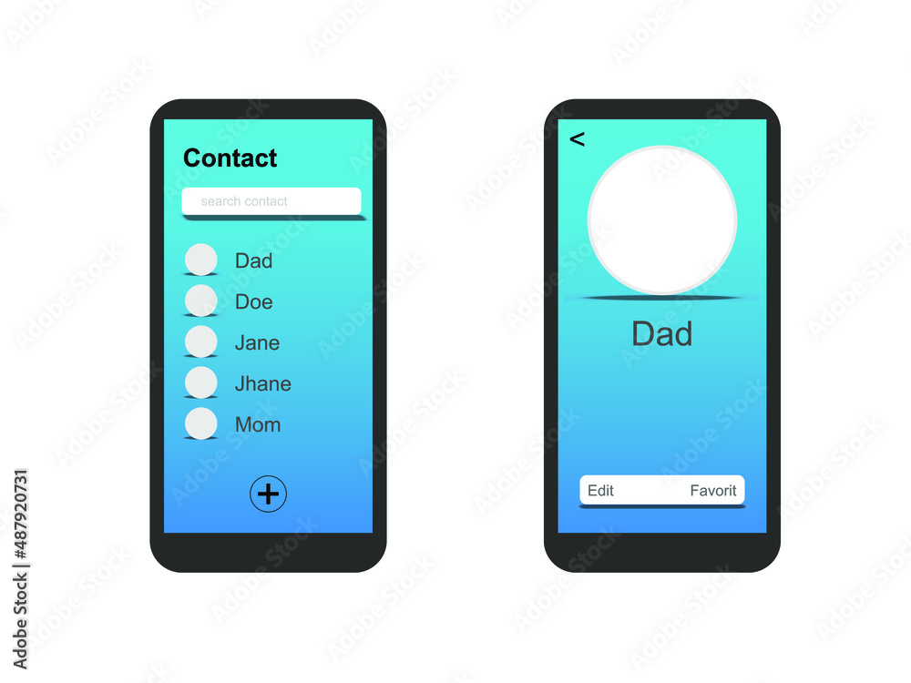 Phone number contact vector design on mobile Phone number contact vector design on mobile