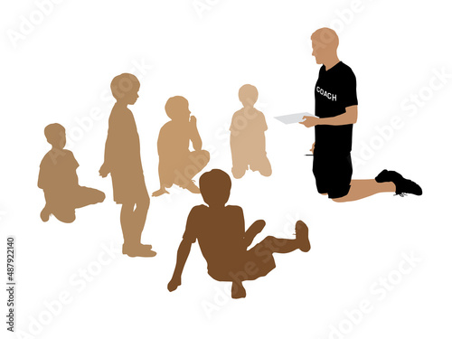 Coach and Students Sport Team on illustration graphic vector