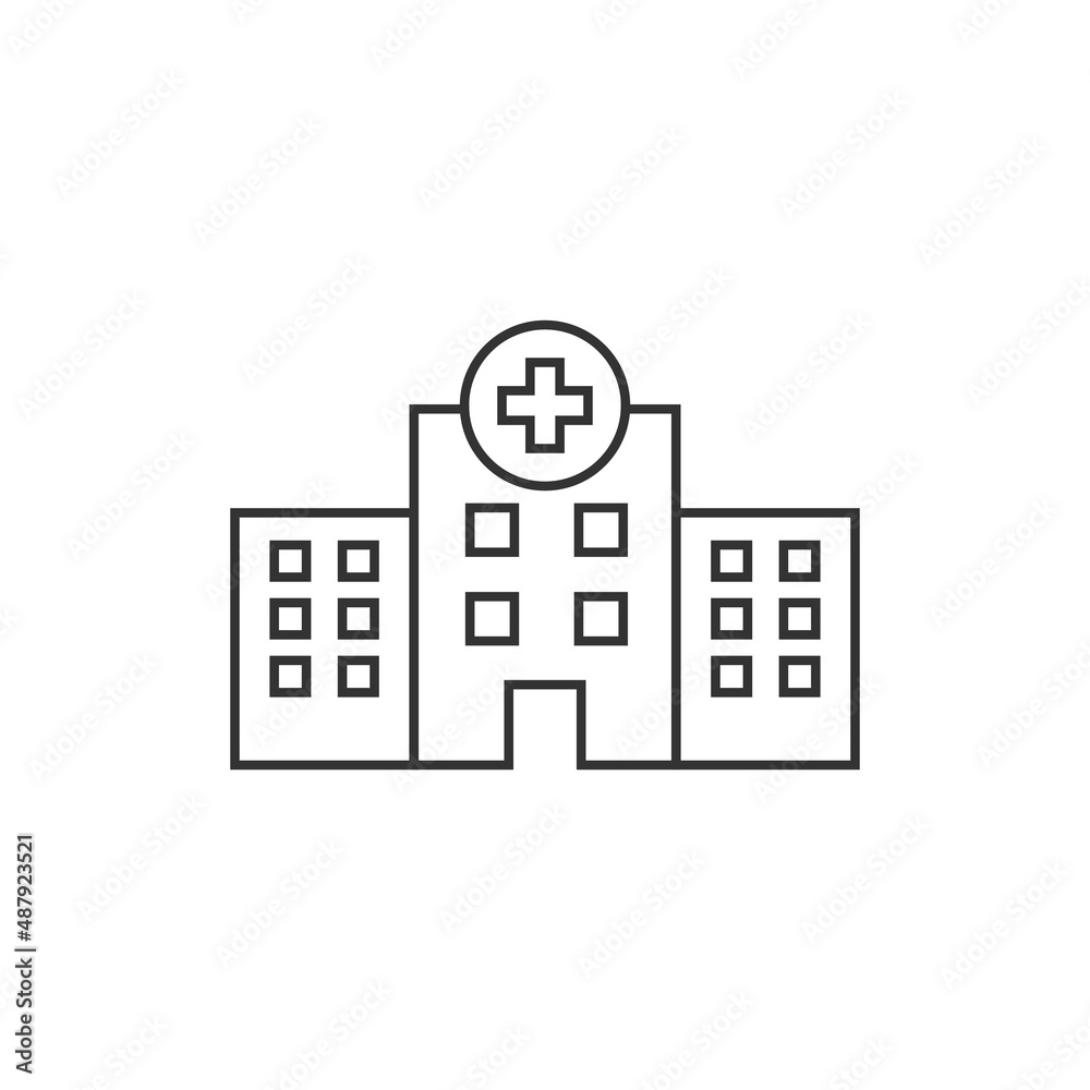 Hospital building icon in flat style. Medical clinic vector illustration on isolated background. Medicine sign business concept. Hospital building icon in flat style. Medical clinic vector illustration on isolated background. Medicine sign business concept.