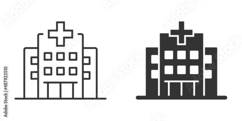 Hospital building icon in flat style. Medical clinic vector illustration on isolated background. Medicine sign business concept.