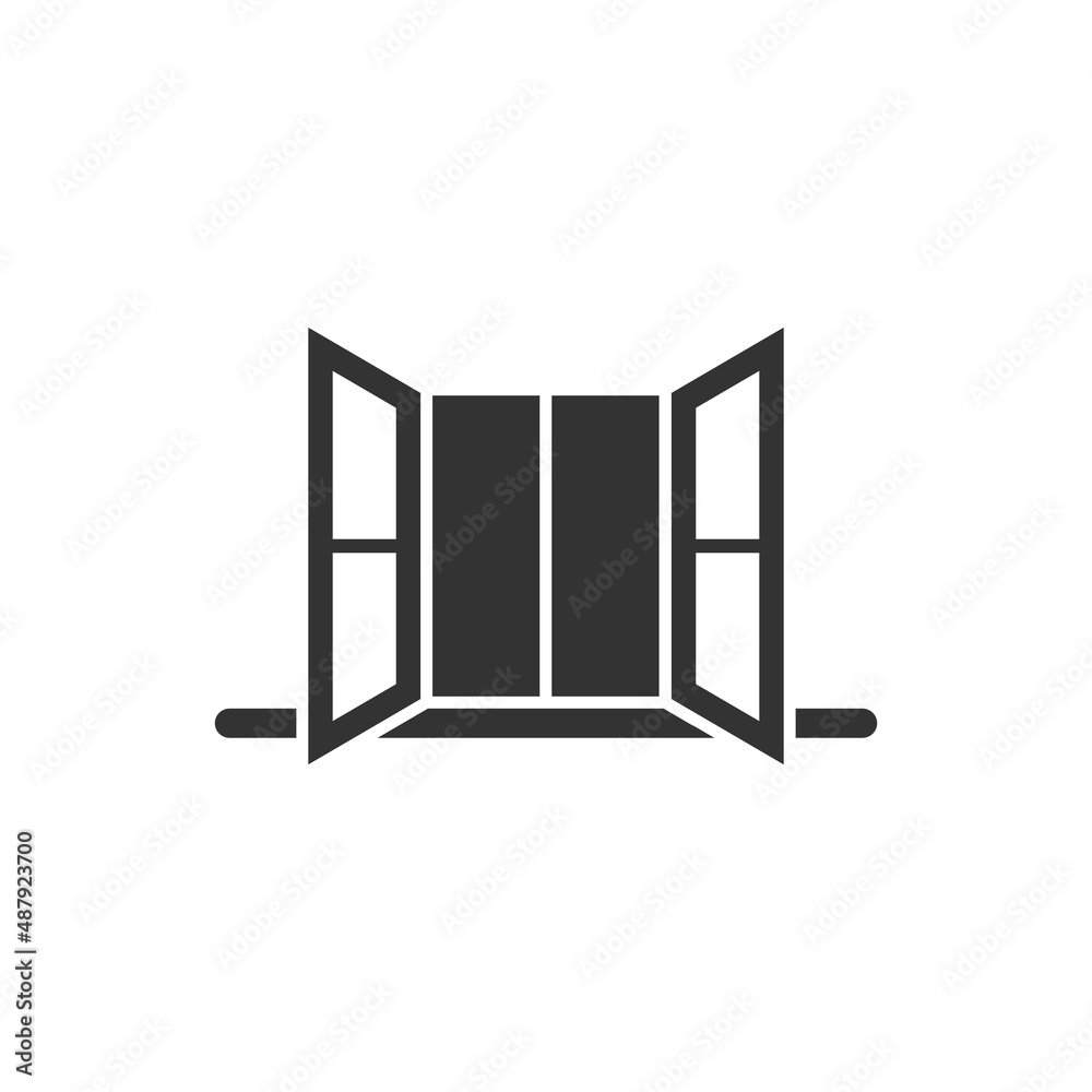 Window icon in flat style. Casement vector illustration on isolated background. House interior sign business concept. Window icon in flat style. Casement vector illustration on isolated background. House interior sign business concept.