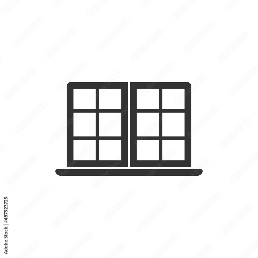 Window icon in flat style. Casement vector illustration on isolated background. House interior sign business concept. Window icon in flat style. Casement vector illustration on isolated background. House interior sign business concept.