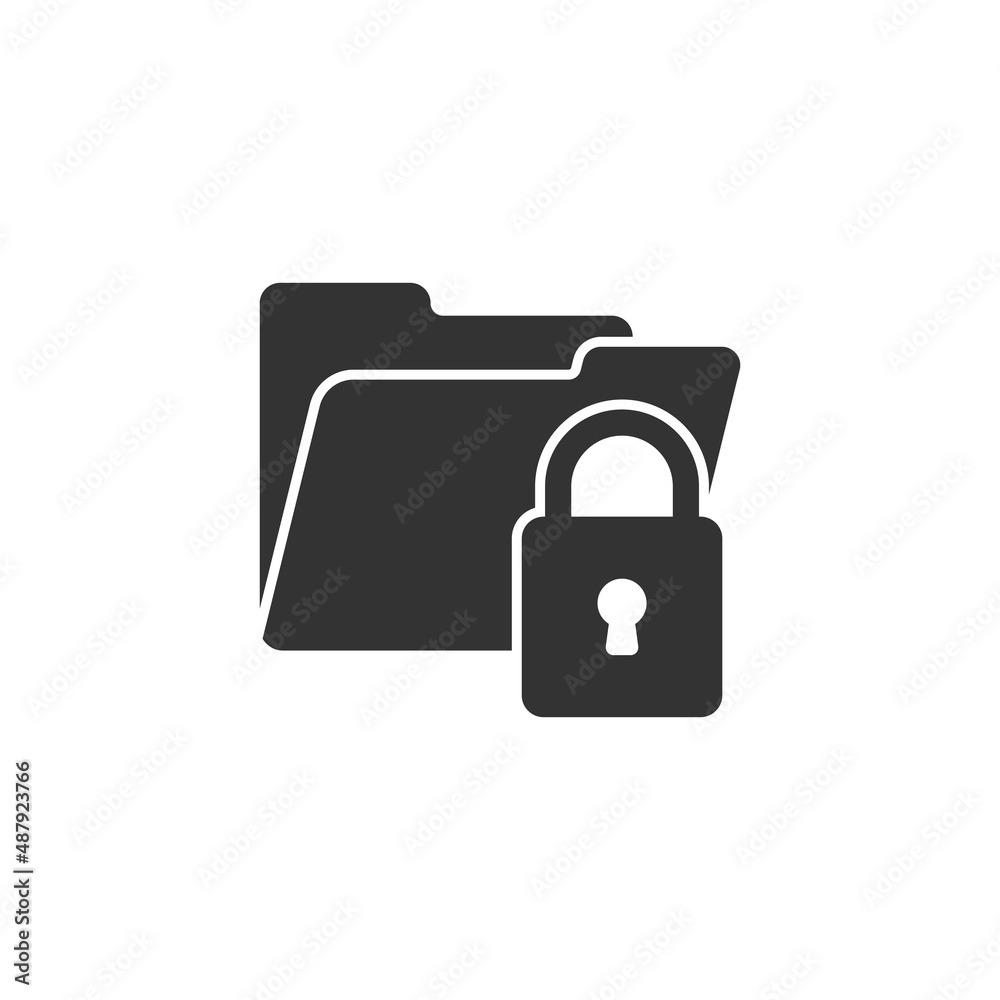 Files folder permission icon in flat style. Document access vector illustration on isolated background. Secret archive sign business concept. Files folder permission icon in flat style. Document access vector illustration on isolated background. Secret archive sign business concept.