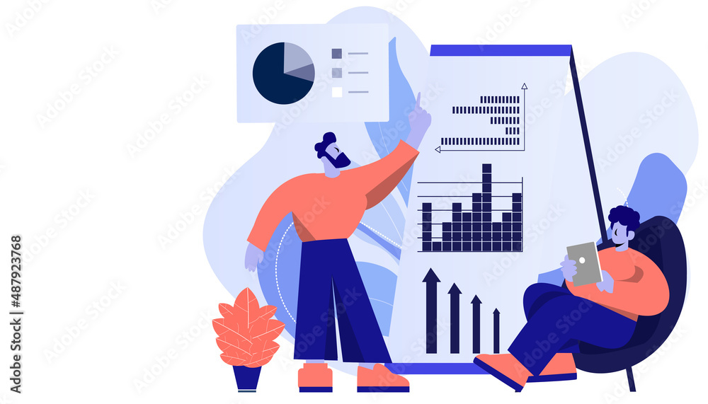 Vector flat illustration.businessperson work in open space office.workplace for teamwork.meeting and freelance job. Vector flat illustration.businessperson work in open space office.workplace for teamwork.meeting and freelance job.