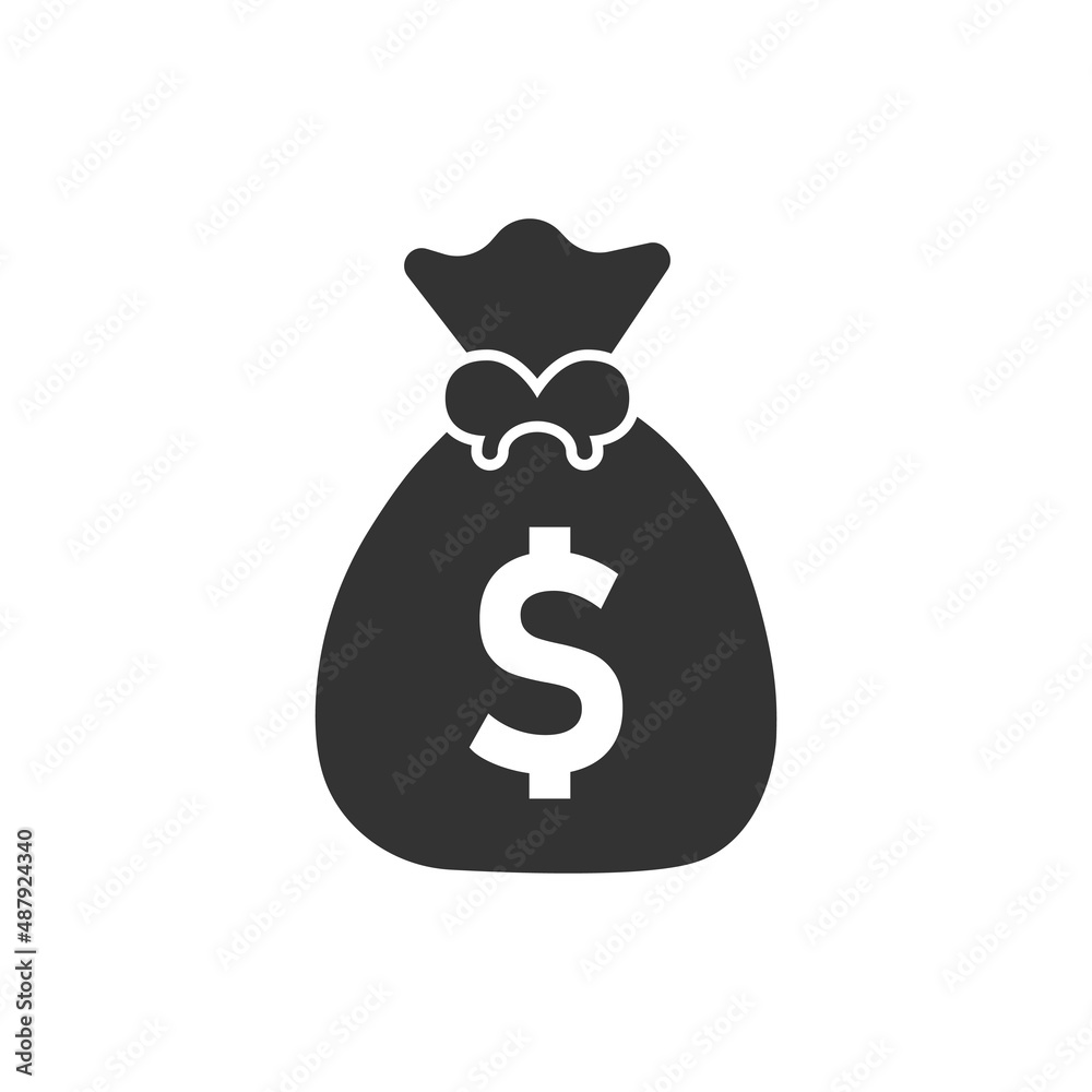 Money bag icon in flat style. Moneybag vector illustration on isolated background. Coin sack sign business concept. Money bag icon in flat style. Moneybag vector illustration on isolated background. Coin sack sign business concept.