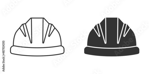 Construction helmet icon in flat style. Safety cap vector illustration on isolated background. Worker hat sign business concept.