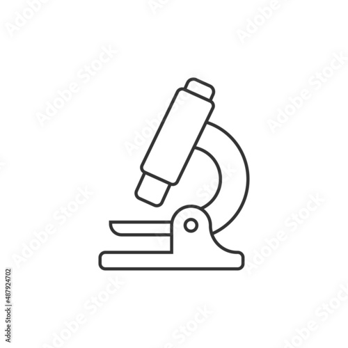 Microscope icon in flat style. Laboratory magnifier vector illustration on isolated background. Biology instrument sign business concept.