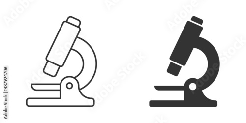 Microscope icon in flat style. Laboratory magnifier vector illustration on isolated background. Biology instrument sign business concept.