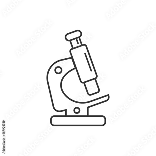 Microscope icon in flat style. Laboratory magnifier vector illustration on isolated background. Biology instrument sign business concept.