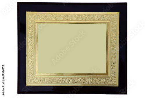 Antique gold frame with black border isolated with white background