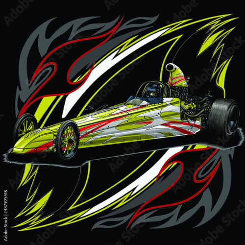 drag race isolated on white background for poster, t-shirt print, business element, social media content, blog, sticker, vlog, and card. vector illustration.