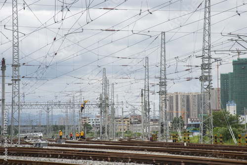 the Railway station construction view photo