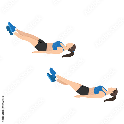 Woman doing Scissor kicks exercise. Flat vector illustration isolated on white background photo