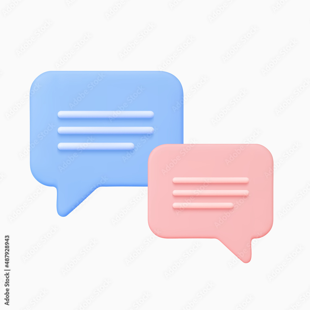 Speech bubbles 3d vector icon. Isolated on white. Speech bubbles 3d vector icon. Isolated on white.