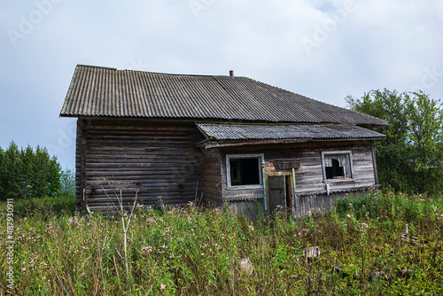 destroyed houses in an abandoned village