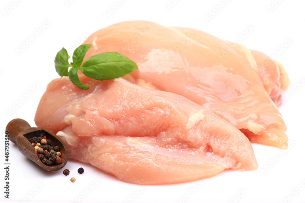 Chicken meat on a white background Chicken meat on a white background