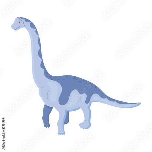 Dinosaurs diplodocus isolated on a white background. illustration for printing on packaging paper, fabric, postcard, clothing. Cute children's background © Lapalovee