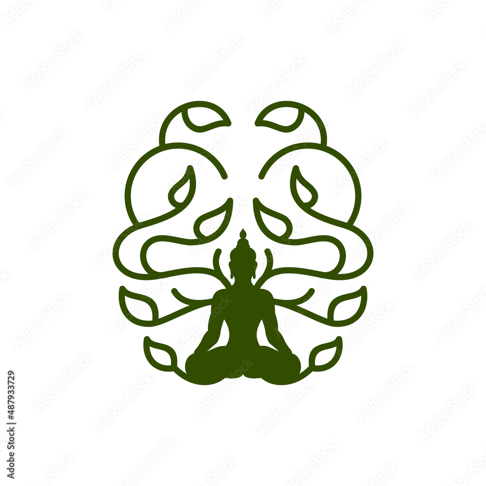 Meditation buddha leaf logo template vector icon