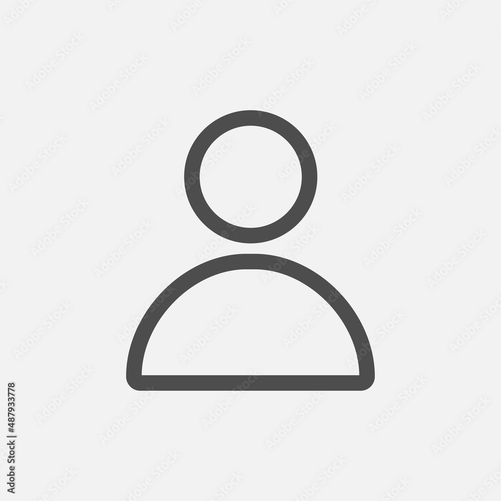 Profile account outline icon isolated flat design vector illustration. Profile account outline icon isolated flat design vector illustration.