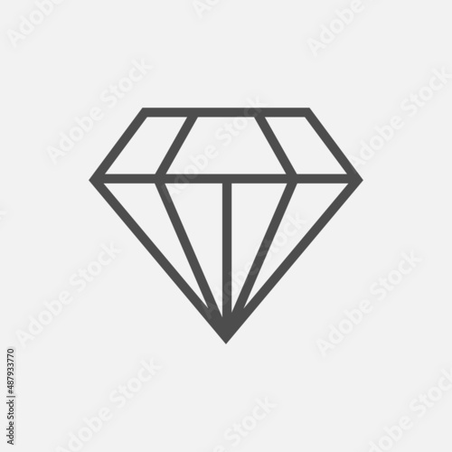 Outline diamond icon isolated flat design vector illustration.