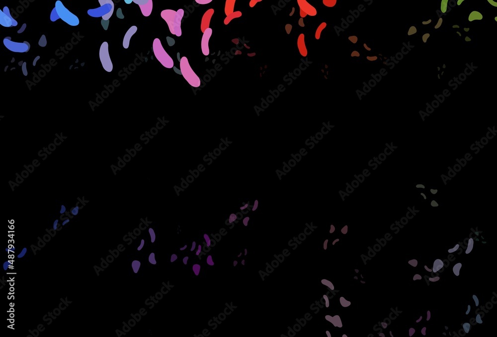 Dark Multicolor, Rainbow vector pattern with chaotic shapes.