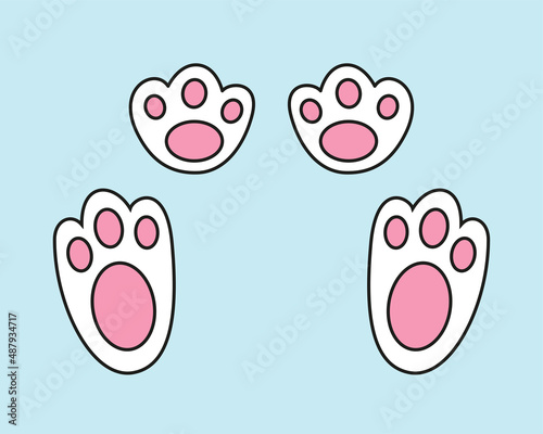 Bunny footprint vector illustration. Colorful rabbit foot step photo