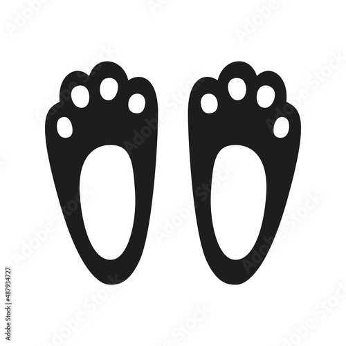 Bunny footprint black vector icon. Rabbit foot step symbol