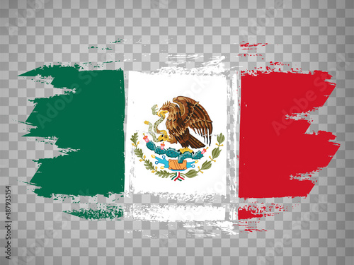 Flag Mexico, brush stroke background.  Flag of United Mexican States on transparent background your web site design, app, UI.  EPS10. photo