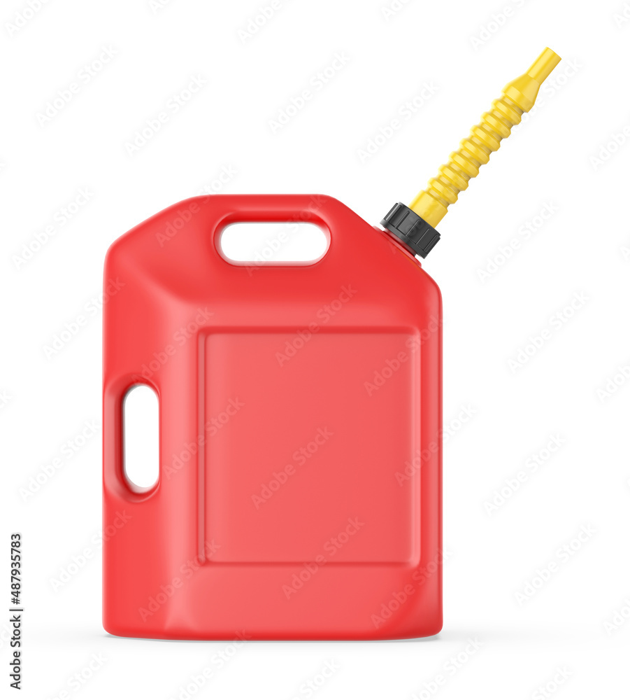 Fototapeta premium Blank gas fuel jerry can with vent nozzle mockup template, 3d render render.