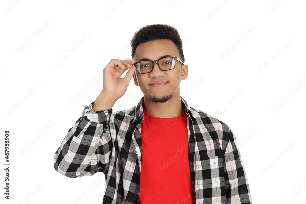 Young man in glasses isolated on white background Young man in glasses isolated on white background
