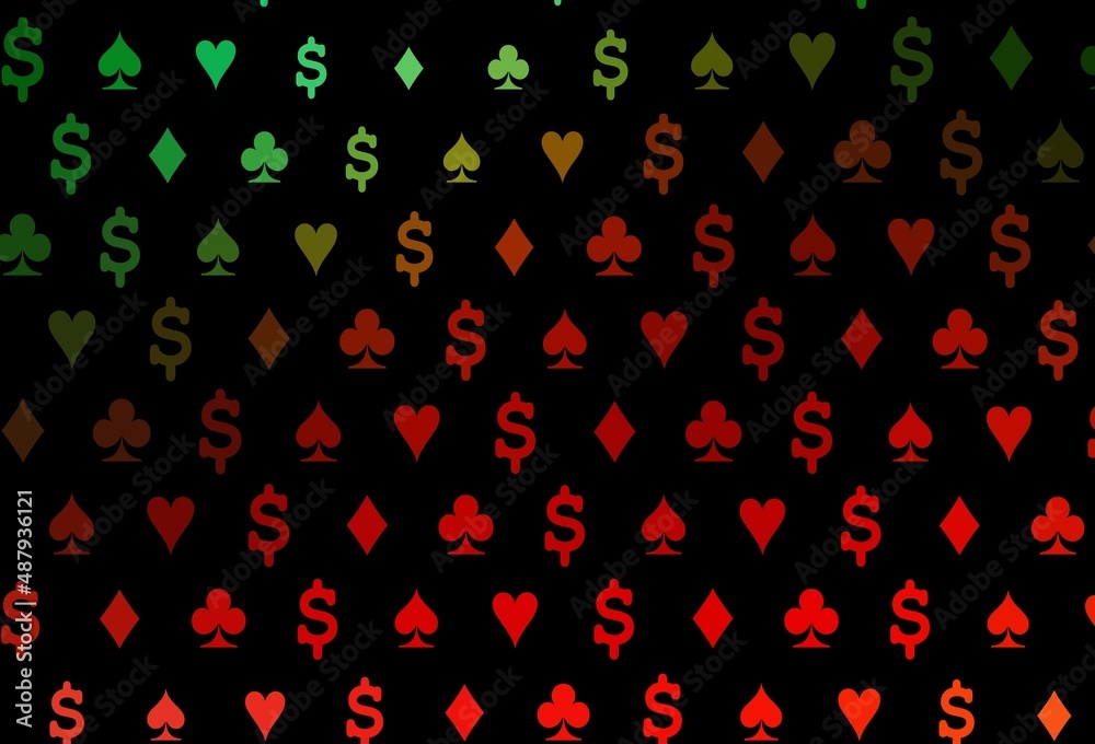 Dark green, red vector layout with elements of cards.