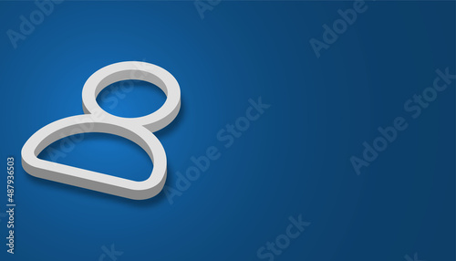 User icon with gradient background and shadow. 3d style user icon with gradient blue background and copy space area