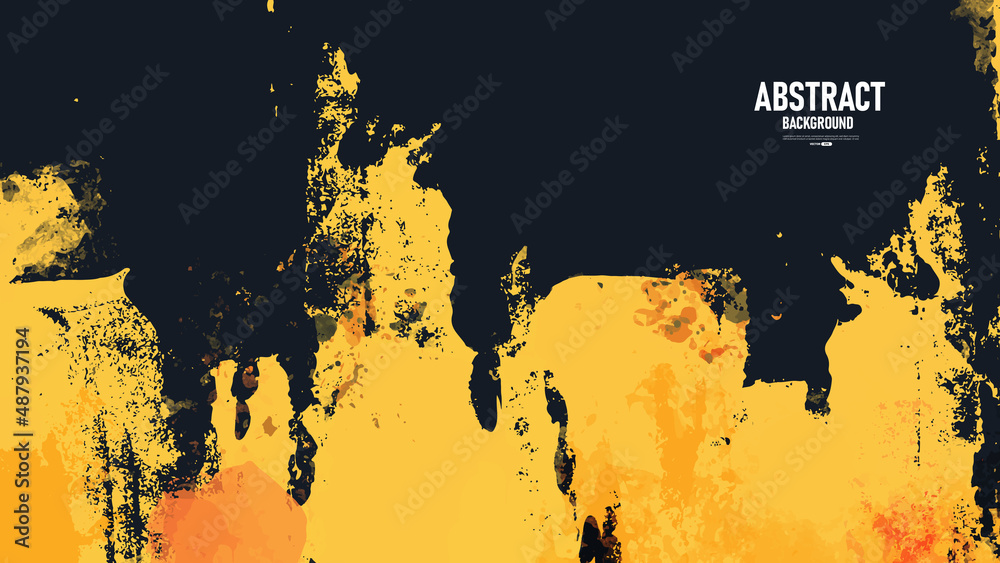 Obraz premium Black and Yellow abstract background with grunge texture. Vector illustration