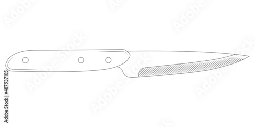 Meat knife sketch outline vector illustration.