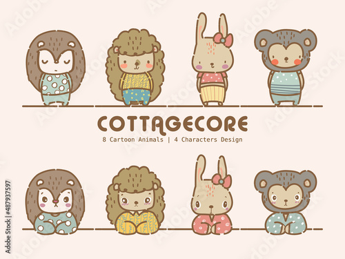 Cottagecore Scandinavian Aesthetic Element Pastel Color Illustration