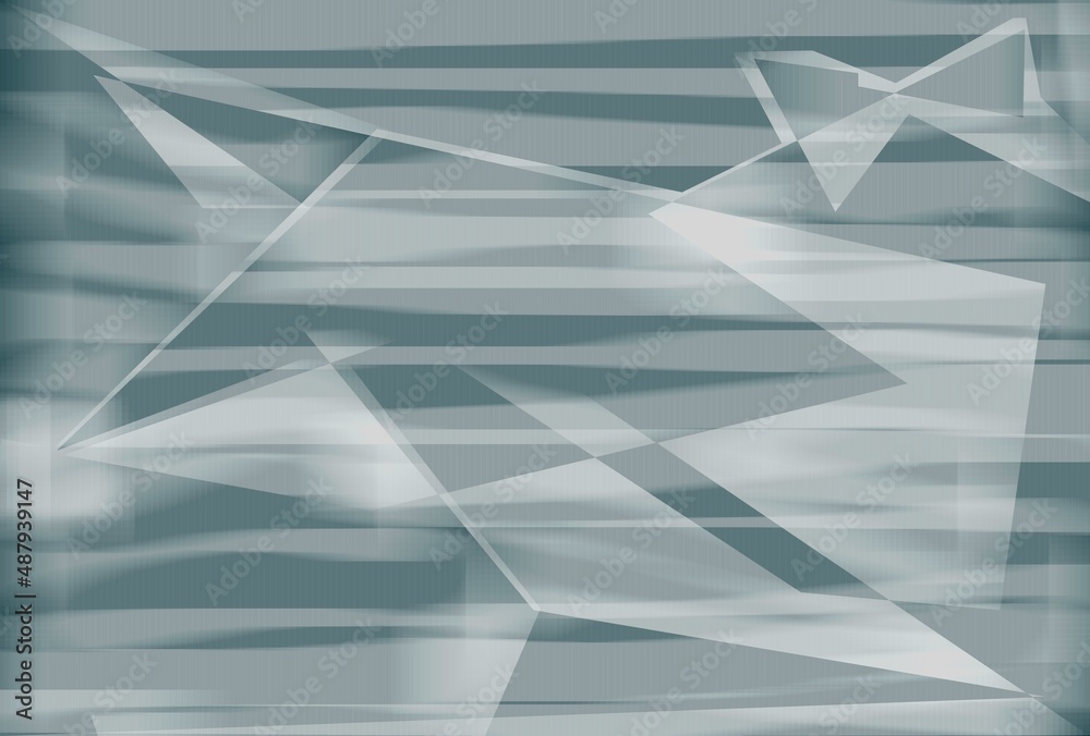 On a gray-green background, an abstract geometric 3D illustration with white chaotic lines. On a gray-green background, an abstract geometric 3D illustration with white chaotic lines.