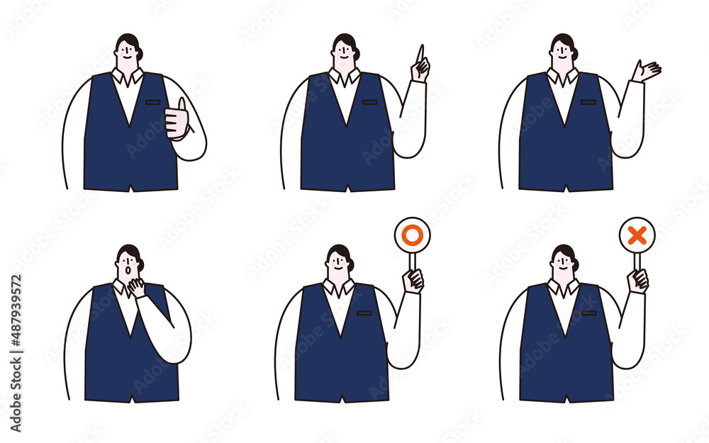 Vector illustration set of a woman wearing a vest. Vector illustration set of a woman wearing a vest.
