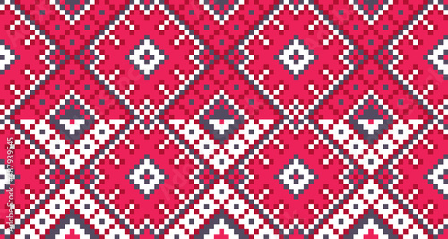 Traditional geometric pattern for Slavic embroidery.