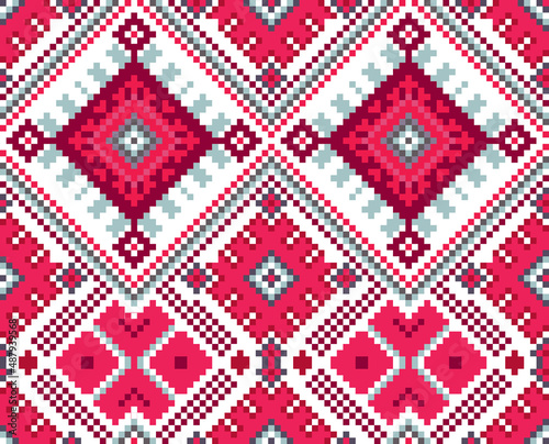 Traditional geometric pattern for Slavic embroidery.