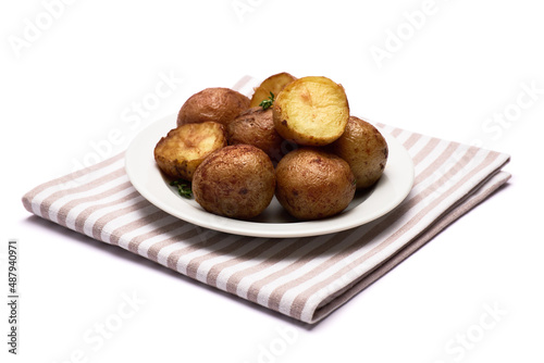 Wallpaper Mural Plate of Baked potato isolated on white background Torontodigital.ca