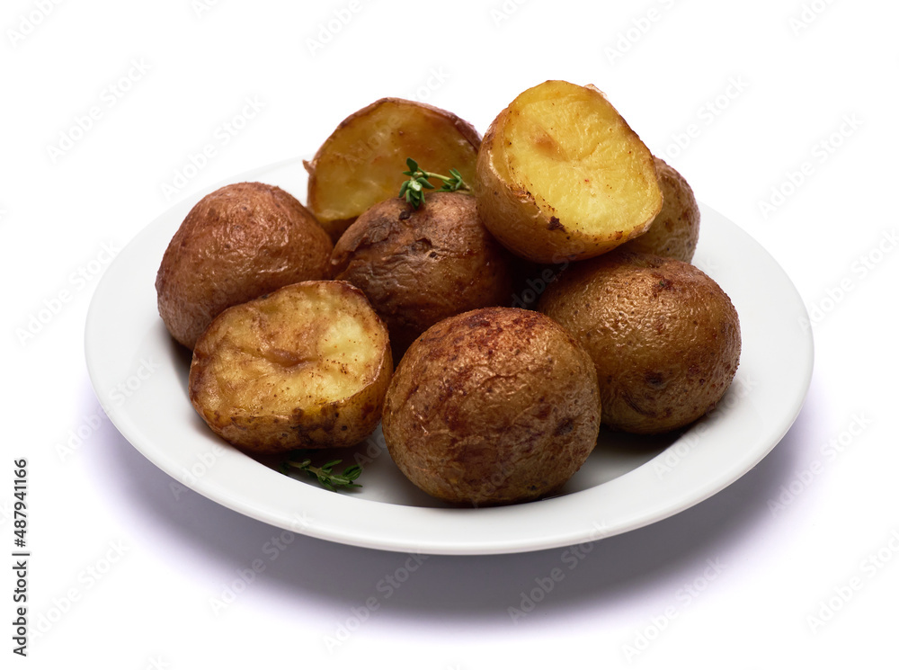 Plate of Baked potato isolated on white background Plate of Baked potato isolated on white background