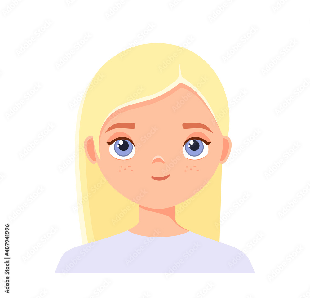 Portrait of a woman on a white background. Cartoon design.
Portrait of a woman on a white background. Cartoon design.