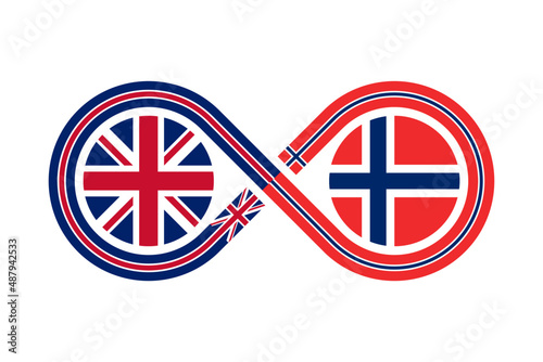 unity concept. english and norwegian language translation icon. vector illustration isolated on white background