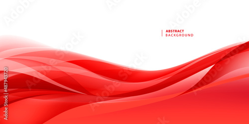 Vector abstract red wavy background. Curve flow motion.
