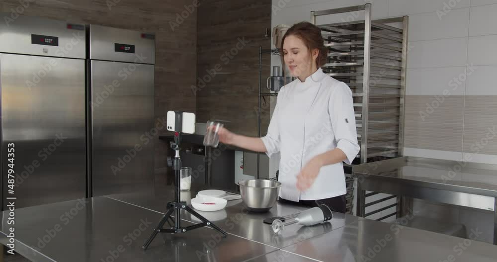 A professional chef conducts a master class and tells the recipe in his video blog A professional chef conducts a master class and tells the recipe in his video blog